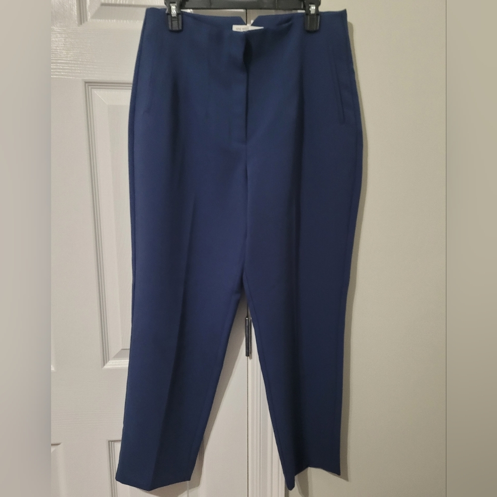 Nine West Blue High Rise Tapered Ankle Fit Dress Pant